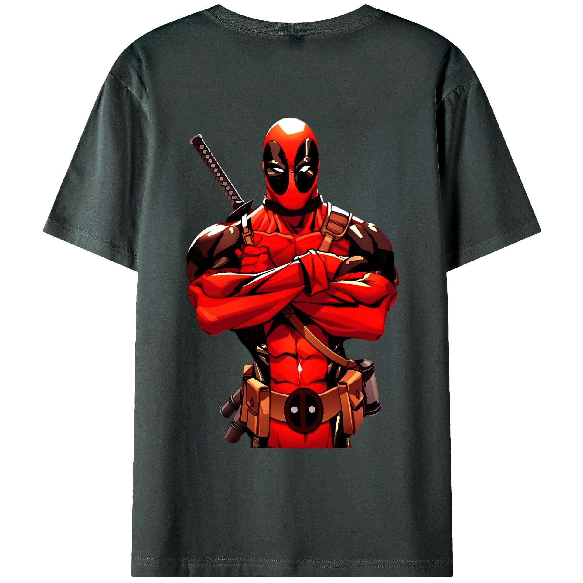（画像用） Deadpool デッドプール 綿100％ メンズ半袖Tシャツ（バックプリント） 通気性